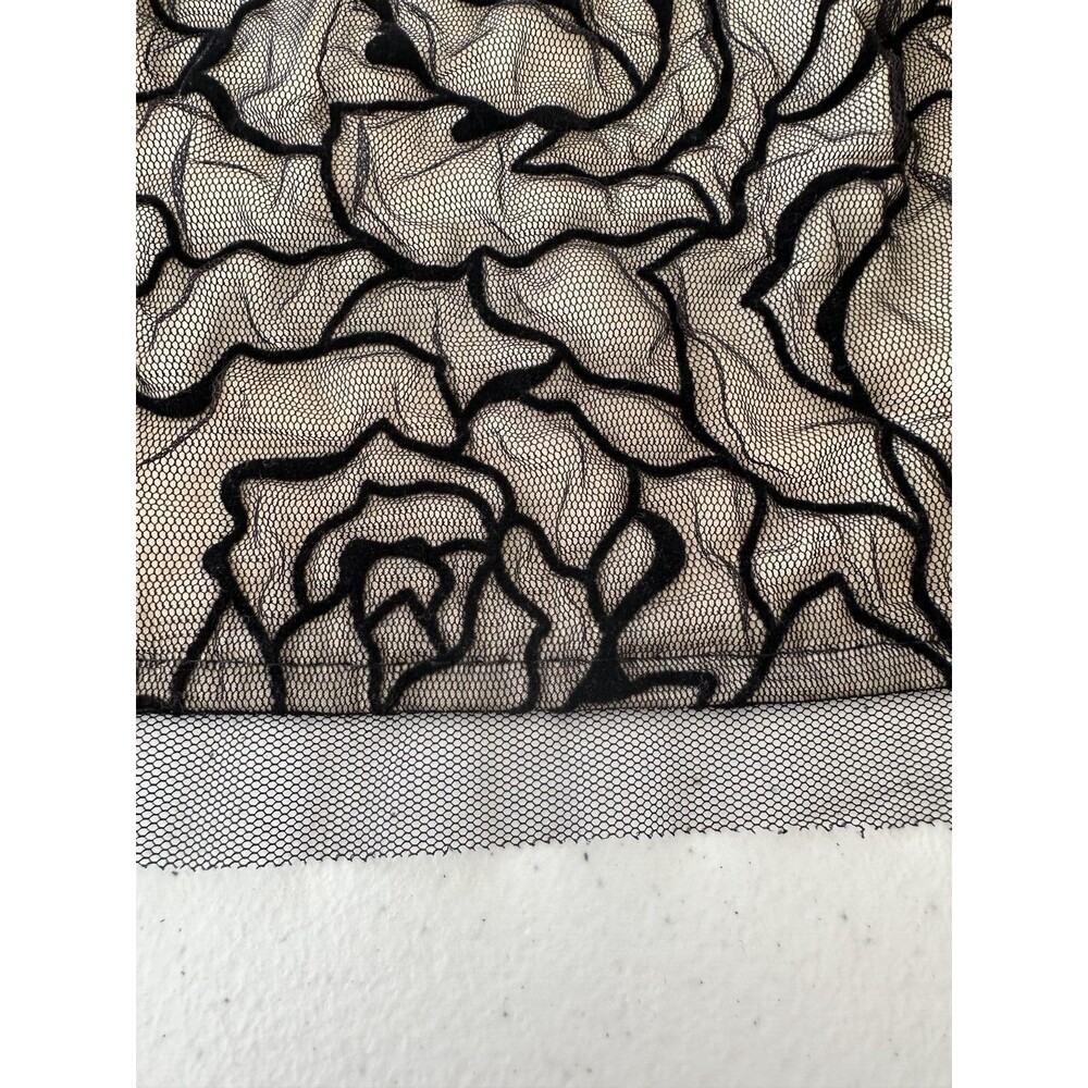 Coldwater Creek A-Line Skirt  XL Black Rose Pattern Over Nude Fabric - Picture 5 of 7